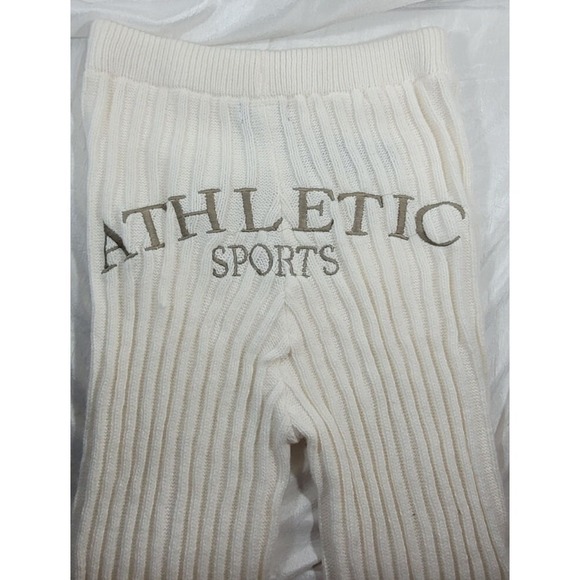 Pretty Little Thing Wide Flare Leg Ribbed Pants - Cream - Plus Sz XL (US 14/16) - Picture 4 of 5